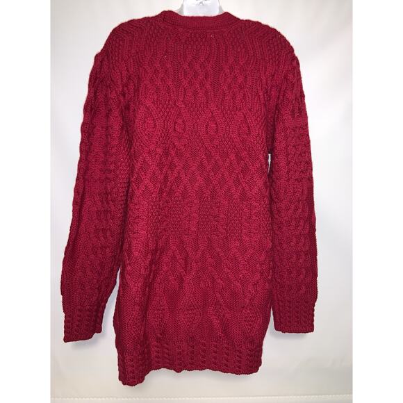 Aran Crafts Women’s cable-knit fuchsia pink cardigan Large W/pockets - Picture 3 of 6